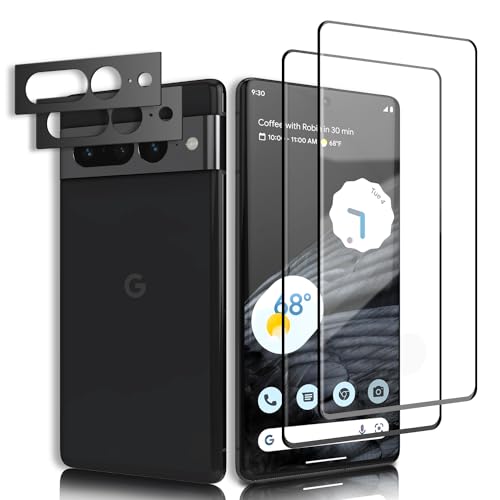 Schutzfolie für Panzerglas für Google Pixel 7 Pro, [Fingerabdruck-ID unterstützen] Panzer Schutz Glas 2&2 Stück mit Kameraschutz, 3D-Volle Bedeckung, HD 9H Displayschutzfolie für Pixel 7 Pro von Three-Tree