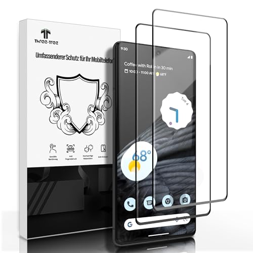 Schutzfolie für Panzerglas für Google Pixel 7 Pro 5G, 2 Stück Panzer Schutz Glas [Fingerabdruck-ID Unterstützen] [3D-Volle Bedeckung] Passt Perfekt HD 9H Hartglas Displayschutzfolie für Pixel 7 Pro von Three-Tree