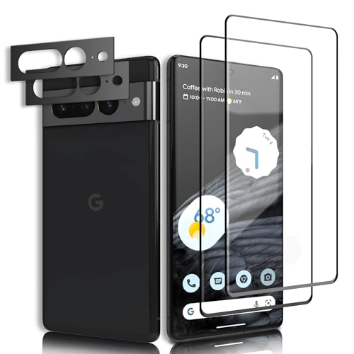 Schutzfolie für Panzerglas für Google Pixel 7 Pro 5G mit Kameraschutz, 2&2 Stück [Fingerabdruck-ID unterstützen Sensible Berührung] [3D-Volle Bedeckung] Displayschutzfolie für Google Pixel 7 Pro - 2 von Three-Tree