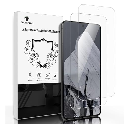 Schutzfolie für Panzerglas für Google Pixel 8 Pro 5G, 2 Stück [2,5D Gebogene Kante] [Sensible Berührung] Handy Display Folie, [9H Härte] [HD Klar] [Anti-Kratzen] Schutzglas für Google Pixel 8 Pro - 1 von Three-Tree