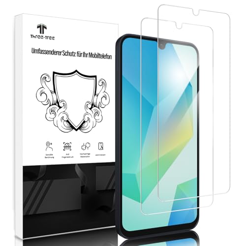 Schutzfolie für Panzerglas für Samsung Galaxy A16 5G, 2 Stück [2,5D Gebogene Kante] [Sensible Berührung] Handy Display Folie, [9H Härte] [HD Klar] [Anti-Kratzen] Schutzglas für Samsung Galaxy A16 von Three-Tree
