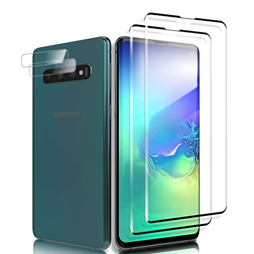 Schutzfolie für Panzerglas für Samsung Galaxy S10, Panzer Schutz Glas 2&2 Stück mit Kameraschutz, Fingerabdruck-ID unterstützen, 3D-Volle Bedeckung, HD 9H Displayschutzfolie für Samsung S10-2 von Three-Tree