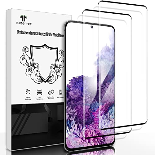 Schutzfolie für Panzerglas für Samsung Galaxy S20 4G/5G, (2 Stück) Panzer Schutz Glas [Fingerabdruck-ID Unterstützen] [3D-Volle Bedeckung] HD Klar 9H Hartglas Displayschutzfolie für Galaxy S20-2 von Three-Tree