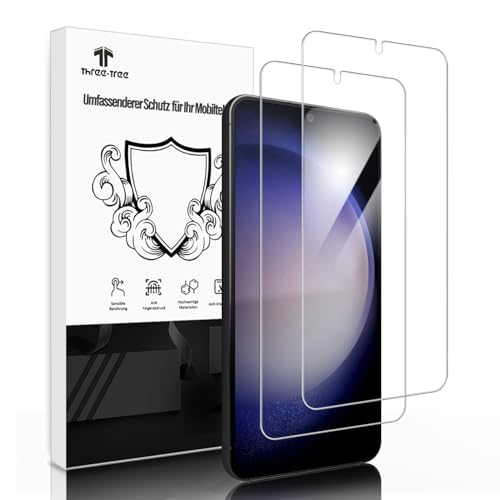 Schutzfolie für Panzerglas für Samsung Galaxy S23 5G, 2 Stück [Fingerabdruck-ID Unterstützen] Handy Display Folie, [Sensible Berührung] [HD-Klar] [Anti-Kratzen] Schutzglas für Samsung Galaxy S23 von Three-Tree