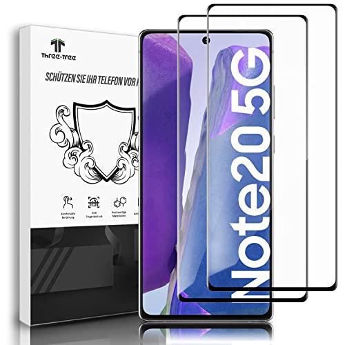 Three-Tree Panzer Schutz Glas Schutzfolie für Samsung Galaxy Note 20, Displayschutzfolie Folie [2 Stück] [Fingerabdruck-ID Unterstützen] [3D-Volle] [Bedeckung] [HD] für Samsung Note 20 von Three-Tree
