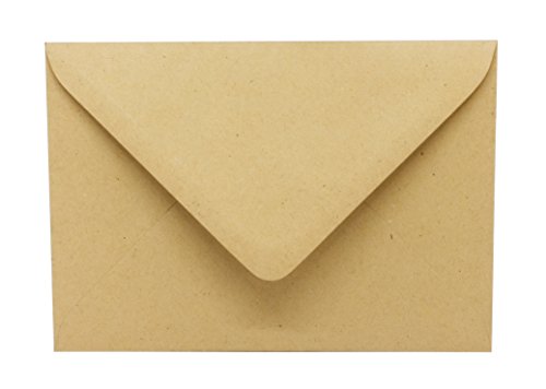 50 Kraftpapierumschläge - Briefumschläge aus Kraftpapier - Vintage Manila - DIN C6 Kuvert - passend für DIN A6 Karten - nassklebende Kuverts für Einladungskarten, Grußkarten, Postkarten von Threeet