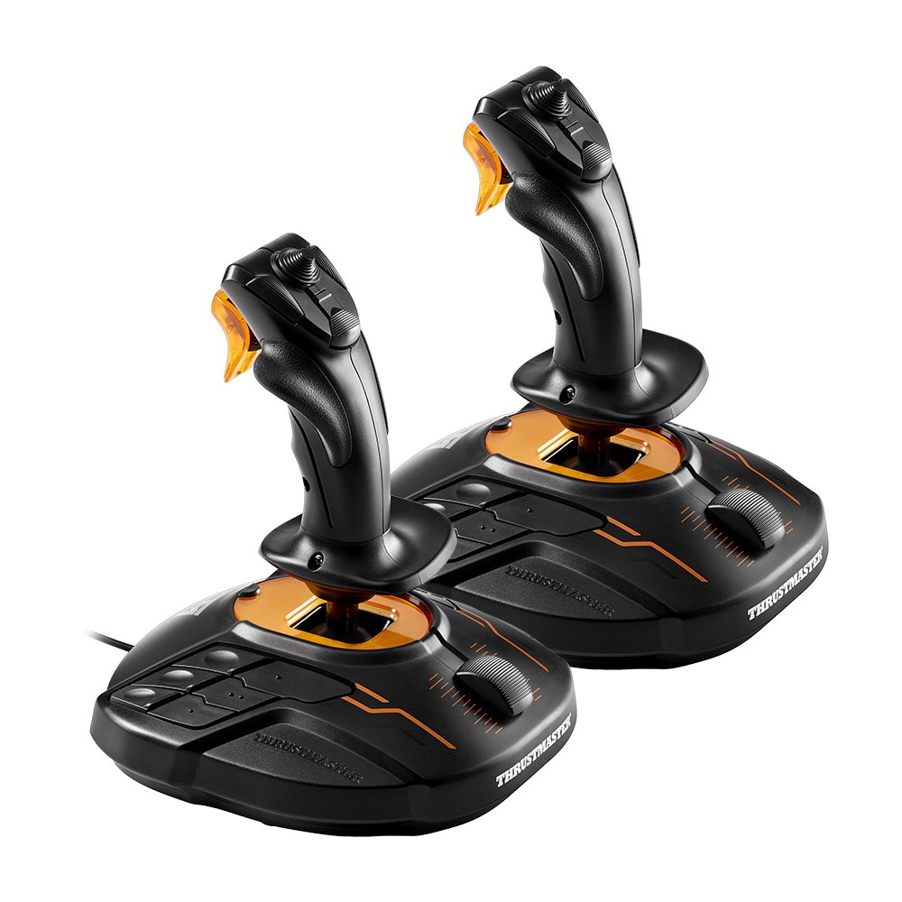 ThrustMaster T.16000M FCS Space Sim Duo Joystick 16 Tasten kabelgebunden Packung mit 2 - 2 x joystick PC Action-Buttons Schwarz/Orange (2960815) (2960815) von Thrustmaster