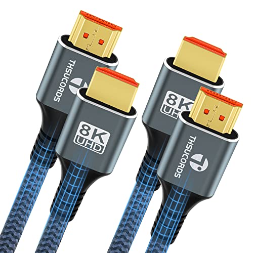 Thsucords 8K 4K HDMI Kabel 0,5M 2 Stück, High Speed geflochtenes HDMI auf HDMI 2.1 Kabel unterstützt 8K@60Hz, 4K@120Hz 144Hz 48Gbps kompatibel mit Roku TV/PS5/HDTV/Blu-ray von Thsucords