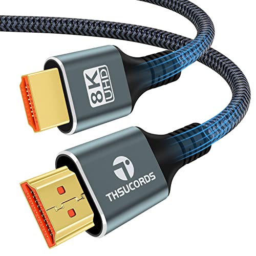 Thsucords 8K 4K HDMI Kabel 3M, Hochgeschwindigkeits geflochtenes HDMI auf HDMI 2.1 Kabel unterstützt 8K@60Hz, 4K@120Hz 144Hz 48Gbps kompatibel mit Roku TV/PS7/HDTV/Blu-ray von Thsucords