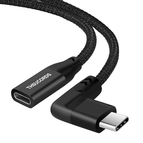 Thsucords 90 Grad Rechtwinkliges USB C Verlängerungskabel 0,1M, Typ C 3.1 Gen2 Stecker auf Buchse Kabel 10Gbit/s 4K Video kompatibel mit MacBook,iPad Pro,Nintendo Switch,Steam Deck von Thsucords