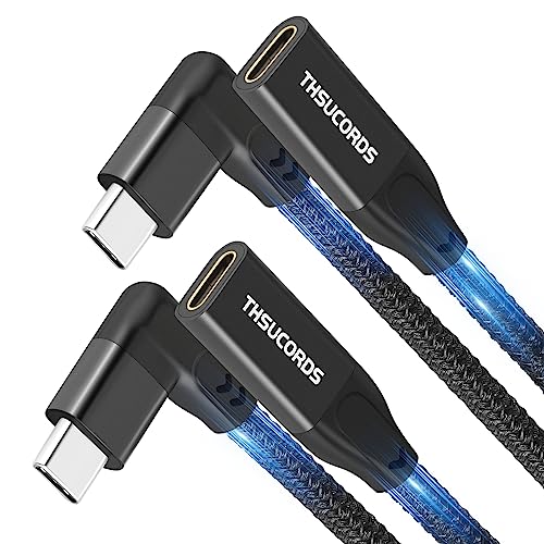 Thsucords 90 Grad Rechtwinkliges USB C Verlängerungskabel 1M 2 Stück, Typ C 3.2 Gen2 Stecker auf Buchse Kabel 20Gbit/s 4K Video kompatibel mit MacBook,iPad Pro,Nintendo Switch,Steam Deck von Thsucords