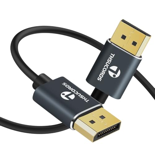 Thsucords DisplayPort Kabel 1M, Zertifiziert Ultradünnes 8K 4K DP auf DP 1.4 Kabel, Flexibel Dünne DP Kabel, Kompatibel mit 8K@60Hz, 4K@120Hz,32.4Gbit/s, für Gaming-Monitor, Grafikkarte, Fernseher von Thsucords