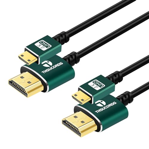 Thsucords Hyper Slim Mini HDMI zu HDMI Kabel 1M 2 Stück, Ultradünnes und Flexibles HDMI Mini Kabel Unterstützt 3D/4K@60Hz/18Gbps/1080P kompatibel mit Laptop, TV, Monitor, Projector Thsucords Hyper Slim Mini HDMI zu HDMI Kabel 1M 2 Stück, Ultradünnes und Flexibles HDMI Mini Kabel Unterstützt 3D/4K@60Hz/18Gbps/1080P kompatibel mit Laptop, TV, Monitor, Projector von Thsucords