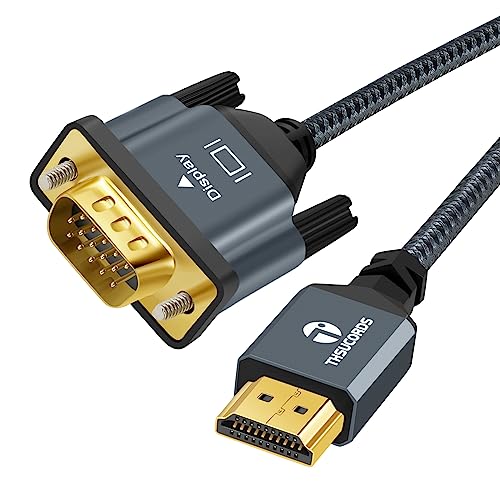 Thsucords Geflochtenes HDMI auf VGA Kabel 1,5M (Stecker auf Stecker) vergoldet kompatibel mit 720p/1080p Computer,Desktop,Laptop,PC, Monitor,Projektor von Thsucords