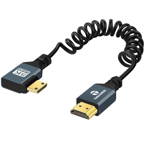Thsucords Spiralkabel 8K Mini HDMI auf HDMI,90 Grad Linkswinklig HDMI auf Mini HDMI, Stecker auf Stecker Spiralkabel,8K@60 Hz,4K @120 Hz,48 Gbps für Nikon/Canon DSLR, Camcorder, Laptop(90cm) Thsucords Spiralkabel 8K Mini HDMI auf HDMI,90 Grad Linkswinklig HDMI auf Mini HDMI, Stecker auf Stecker Spiralkabel,8K@60 Hz,4K @120 Hz,48 Gbps für Nikon/Canon DSLR, Camcorder, Laptop(90cm) von Thsucords