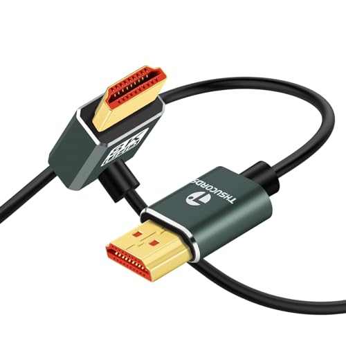 Thsucords Ultradünnes 8K HDMI 2.1 90-Grad-Abwärtswinkelkabel, 90 Grad, flexibles schlankes Hochgeschwindigkeitskabel, unterstützt 4K @ 120Hz, 8K @ 60Hz, kompatibel mit Roku TV/HDTV/PS5/Blu-ray von Thsucords