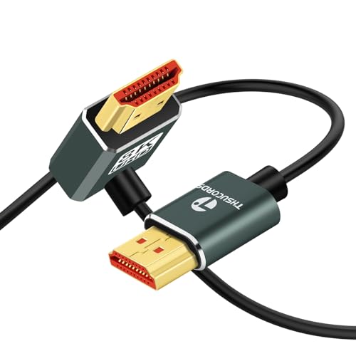 Thsucords Ultradünnes 8K HDMI 2.1 90 Grad nach oben gewinkeltes Kabel, 1,8 m, flexibles schlankes Hochgeschwindigkeitskabel, unterstützt 4K @ 120 Hz, 8K @ 60 Hz, kompatibel mit Roku von Thsucords