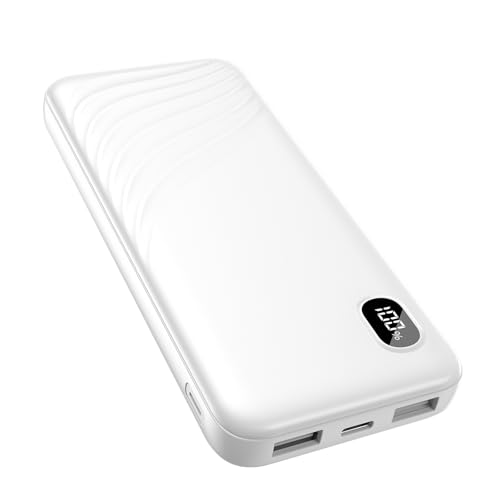 Power Bank,10000mAh Powerbank Klein Aber Stark(USB-C Input & Output), 22.5W/3A PD3.0 QC 3.0 Slim Tragbares Ladegerät,LED Anzeige Externer Akku, Externe Handyakkus für iOS/Android/Tablette usw/Weiß von Thunelec