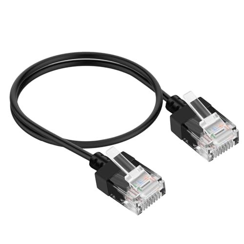 Thzzhnno Cat.6A Ethernet-Kabel aus Flüssigsilikon, 10 Gbit/s, hohe Geschwindigkeit, vergoldete Stecker, Kabel für schnelles Spielen, PC, TV, Tablet, Router (schwarz) von Thzzhnno