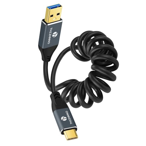 Thzzhnno Coiled USB to USB C Cable, Spiralkabel USB A to USB C Charging Cable for Car, Retractable Type C Charger Cable iPhone 16 15 Pro Max （Von 95MM bis 1M ausdehnen） von Thzzhnno