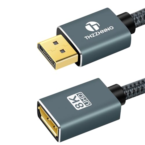 Thzzhnno DisplayPort 1.4 Verlängerungskabel, Stecker auf Buchse, DP Kabel, vergoldet & geflochten, 4K@144Hz, für PC/Monitor/GPU Thzzhnno DisplayPort 1.4 Verlängerungskabel, Stecker auf Buchse, DP Kabel, vergoldet & geflochten, 4K@144Hz, für PC/Monitor/GPU von Thzzhnno