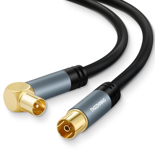 Thzzhnno TV Antenne 90 Grad Winkel RG6 Koaxialkabel 2M, Vergoldet 90° Gewinkelt Stecker auf Buchse Verbinder, Koaxialkabel für HDTV, CATV, DVB- T2 /C/S, Kabelmodem, Radio, Satellitenempfänger Thzzhnno TV Antenne 90 Grad Winkel RG6 Koaxialkabel 2M, Vergoldet 90° Gewinkelt Stecker auf Buchse Verbinder, Koaxialkabel für HDTV, CATV, DVB- T2 /C/S, Kabelmodem, Radio, Satellitenempfänger von Thzzhnno