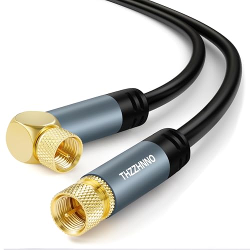 Thzzhnno TV Antenne Rechtwinklig F Typ Stecker Koaxial Kabel 2M, Vergoldete 90 Grad Gewinkelt zu Geradem Stecker Kabel, Koaxialkabel für HDTV,CATV,DVB-T2/C/S, Kabelmodem, Radio, Satellitenempfänger Thzzhnno TV Antenne Rechtwinklig F Typ Stecker Koaxial Kabel 2M, Vergoldete 90 Grad Gewinkelt zu Geradem Stecker Kabel, Koaxialkabel für HDTV,CATV,DVB-T2/C/S, Kabelmodem, Radio, Satellitenempfänger von Thzzhnno
