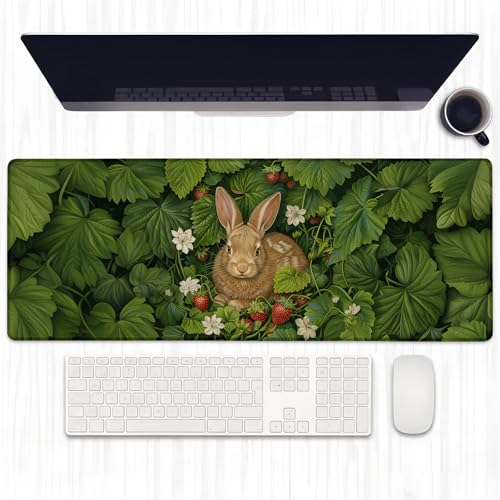Ti Caldi Adorable Bunny Gaming-Mauspad, erweiterte Erdbeer-Garten-Kaninchen-Schreibtischunterlage, Computer-Laptop-Mauspad, robuste genähte Kanten, 80 x 29 cm, große Büro-Tastatur-Mauspads für Ti Caldi Adorable Bunny Gaming-Mauspad, erweiterte Erdbeer-Garten-Kaninchen-Schreibtischunterlage, Computer-Laptop-Mauspad, robuste genähte Kanten, 80 x 29 cm, große Büro-Tastatur-Mauspads für von Ti Caldi