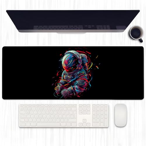 Ti Caldi Astronaut Art Gaming-Mauspad, erweitertes leuchtendes Neon-Laptop-Mauspad, robuste genähte Kanten, 80 x 29 cm, große Büro-Tastatur-Mauspads für Heim-Desktop-Dekoration Ti Caldi Astronaut Art Gaming-Mauspad, erweitertes leuchtendes Neon-Laptop-Mauspad, robuste genähte Kanten, 80 x 29 cm, große Büro-Tastatur-Mauspads für Heim-Desktop-Dekoration von Ti Caldi