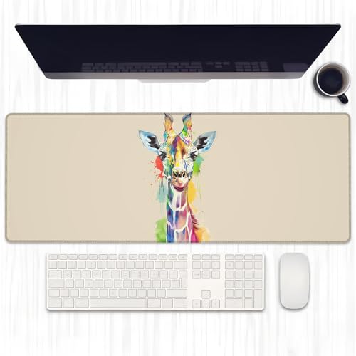 Ti Caldi Bunte Giraffen-Gaming-Mauspad, erweiterte Aquarell-Giraffen-Schreibtischunterlage, Computer-Laptop-Mauspad, robuste genähte Kanten, 80 x 29 cm, große Büro-Tastatur-Mauspads für Ti Caldi Bunte Giraffen-Gaming-Mauspad, erweiterte Aquarell-Giraffen-Schreibtischunterlage, Computer-Laptop-Mauspad, robuste genähte Kanten, 80 x 29 cm, große Büro-Tastatur-Mauspads für von Ti Caldi