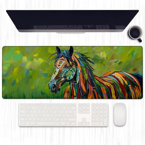 Ti Caldi Farbenfrohes abstraktes Pferd-Gaming-Mauspad, erweiterte lebendige Pferde, Schreibtischunterlage, Computer-Laptop-Mauspad, robuste genähte Kanten, 80 x 29 cm, große Büro-Tastatur-Mauspads für Ti Caldi Farbenfrohes abstraktes Pferd-Gaming-Mauspad, erweiterte lebendige Pferde, Schreibtischunterlage, Computer-Laptop-Mauspad, robuste genähte Kanten, 80 x 29 cm, große Büro-Tastatur-Mauspads für von Ti Caldi
