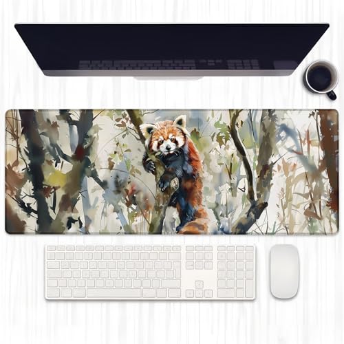 Ti Caldi Gaming-Mauspad, Motiv: roter Panda, erweiterte künstlerische Waldszene, Schreibtischunterlage, Computer-Laptop-Mauspad, robuste genähte Kanten, 80 x 29 cm, große Büro-Tastatur-Mauspads für Ti Caldi Gaming-Mauspad, Motiv: roter Panda, erweiterte künstlerische Waldszene, Schreibtischunterlage, Computer-Laptop-Mauspad, robuste genähte Kanten, 80 x 29 cm, große Büro-Tastatur-Mauspads für von Ti Caldi