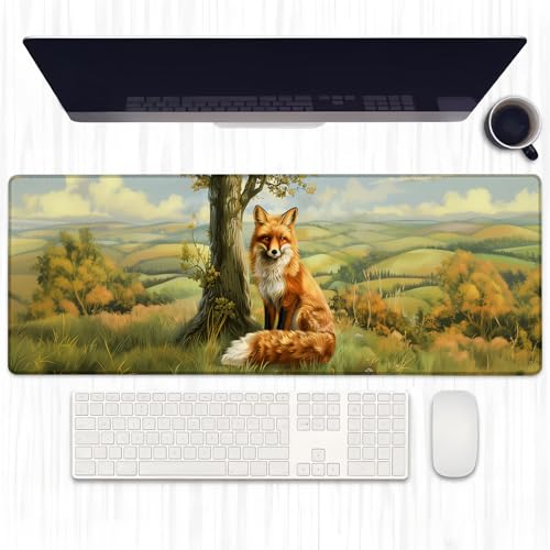 Ti Caldi Gaming-Mauspad mit Herbstlandschaft, Fuchs, erweiterte ruhige Landschaft, Schreibtischunterlage, Computer-Laptop-Mauspad, robuste genähte Kanten, 80 x 29 cm, große Büro-Tastatur-Mauspads für Ti Caldi Gaming-Mauspad mit Herbstlandschaft, Fuchs, erweiterte ruhige Landschaft, Schreibtischunterlage, Computer-Laptop-Mauspad, robuste genähte Kanten, 80 x 29 cm, große Büro-Tastatur-Mauspads für von Ti Caldi