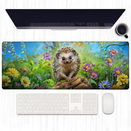 Ti Caldi Gaming-Mauspad mit niedlichem Igel, erweiterte bunte Wildblumenwiese, Schreibtischunterlage für Computer, Laptop, Mauspad, robuste genähte Kanten, 80 x 29 cm, große Büro-Tastatur-Mauspads für Ti Caldi Gaming-Mauspad mit niedlichem Igel, erweiterte bunte Wildblumenwiese, Schreibtischunterlage für Computer, Laptop, Mauspad, robuste genähte Kanten, 80 x 29 cm, große Büro-Tastatur-Mauspads für von Ti Caldi