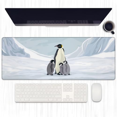Ti Caldi Gaming-Mauspad mit niedlichem Pinguin-Familien-Design, erweiterte Kaiserpinguine, Schreibtischunterlage, Computer-Laptop-Mauspad, robuste genähte Kanten, 80 x 29 cm, große Ti Caldi Gaming-Mauspad mit niedlichem Pinguin-Familien-Design, erweiterte Kaiserpinguine, Schreibtischunterlage, Computer-Laptop-Mauspad, robuste genähte Kanten, 80 x 29 cm, große von Ti Caldi
