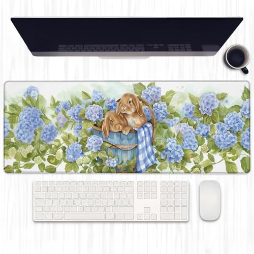 Ti Caldi Hortensienhasen-Gaming-Mauspad, erweiterte niedliche braune Kaninchen, Schreibtischunterlage, Computer-Laptop-Mauspad, robuste genähte Kanten, 80 x 29 cm, große Büro-Tastatur-Mauspads für Ti Caldi Hortensienhasen-Gaming-Mauspad, erweiterte niedliche braune Kaninchen, Schreibtischunterlage, Computer-Laptop-Mauspad, robuste genähte Kanten, 80 x 29 cm, große Büro-Tastatur-Mauspads für von Ti Caldi