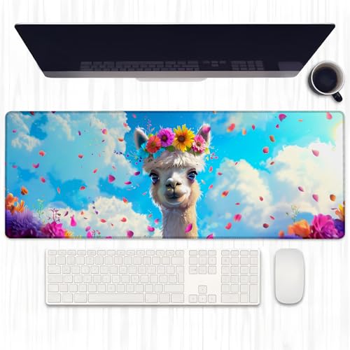 Ti Caldi Hübsches Lama-Gaming-Mauspad, erweitertes niedliches Lama mit Blumenkrone, Schreibtischunterlage für Computer, Laptop, Mauspad, robuste genähte Kanten, 80 x 29 cm, große Ti Caldi Hübsches Lama-Gaming-Mauspad, erweitertes niedliches Lama mit Blumenkrone, Schreibtischunterlage für Computer, Laptop, Mauspad, robuste genähte Kanten, 80 x 29 cm, große von Ti Caldi