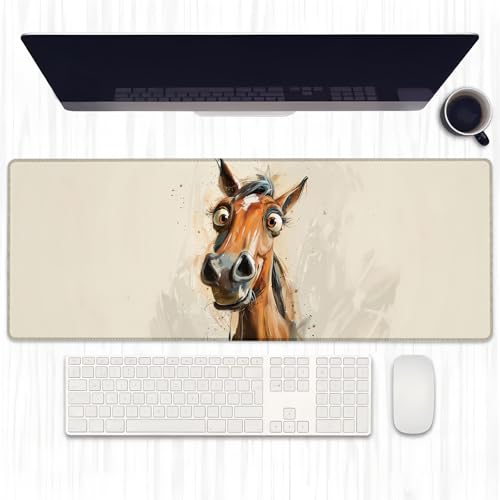 Ti Caldi Lustiges Pferde-Mauspad, erweiterte breite Augen, Cartoon-Pferde, Schreibtischunterlage für Computer, Laptop, Mauspad, robuste genähte Kanten, 80 x 29 cm, große Büro-Tastatur-Mauspads für Ti Caldi Lustiges Pferde-Mauspad, erweiterte breite Augen, Cartoon-Pferde, Schreibtischunterlage für Computer, Laptop, Mauspad, robuste genähte Kanten, 80 x 29 cm, große Büro-Tastatur-Mauspads für von Ti Caldi
