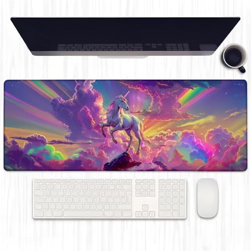 Ti Caldi Majestic Einhorn-Gaming-Mauspad, erweiterte Einhörner und Regenbogenwolke, Schreibtischunterlage, Computer-Laptop-Mauspad, robuste genähte Kanten, 80 x 29 cm, große Büro-Tastatur-Mauspads für Ti Caldi Majestic Einhorn-Gaming-Mauspad, erweiterte Einhörner und Regenbogenwolke, Schreibtischunterlage, Computer-Laptop-Mauspad, robuste genähte Kanten, 80 x 29 cm, große Büro-Tastatur-Mauspads für von Ti Caldi