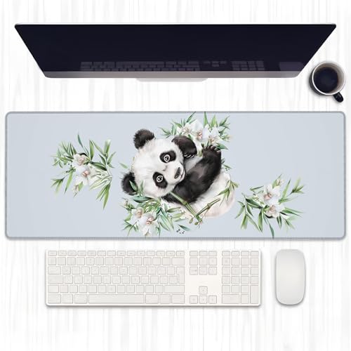 Ti Caldi Spielerisches Panda-Gaming-Mauspad, erweiterte niedliche Pandas und Bambus-Blumenmuster, Schreibtischunterlage für Computer, Laptop, Mauspad, robuste genähte Kanten, 80 x 29 cm, große Ti Caldi Spielerisches Panda-Gaming-Mauspad, erweiterte niedliche Pandas und Bambus-Blumenmuster, Schreibtischunterlage für Computer, Laptop, Mauspad, robuste genähte Kanten, 80 x 29 cm, große von Ti Caldi