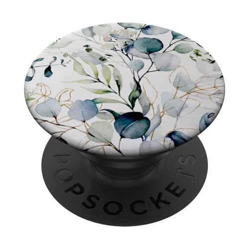 Eukalyptus grüne Blüte Blume Blumen Zweige Blätter PopSockets Klebender PopGrip von Ti Eucalyptus Watercolor Floral Blossoms Co.
