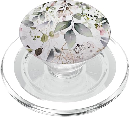Ti Eukalyptus Watercolor Floral Blossoms Co. Eukalyptusgrüne Blüte Aquarell Blumen Blätter Muster PopGrip für MagSafe iPhone von Ti Eucalyptus Watercolor Floral Blossoms Co.