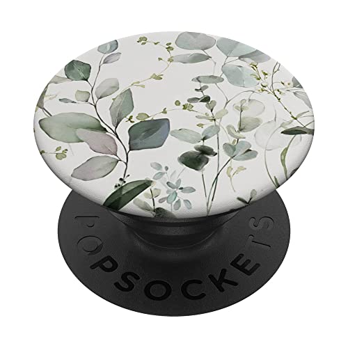 Eukalyptusgrüne Blüte Aquarell Blumenzweig Muster PopSockets mit austauschbarem PopGrip von Ti Eucalyptus Watercolor Floral Blossoms Co.