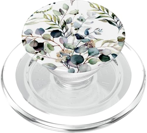 Eukalyptusgrüne Blütenblätter Blumenzweige PopSockets PopGrip für MagSafe von Ti Eucalyptus Watercolor Floral Blossoms Co.