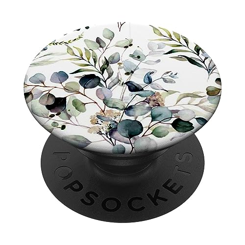 Eukalyptusgrüne Blütenblätter Blumenzweige PopSockets mit austauschbarem PopGrip von Ti Eucalyptus Watercolor Floral Blossoms Co.
