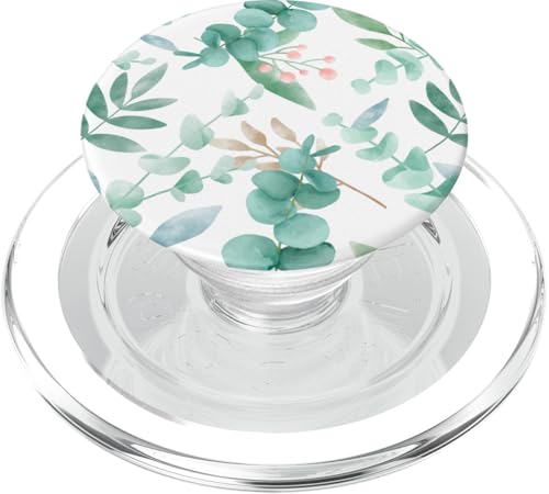 Ti Eucalyptus Watercolor Floral Blossoms Co. Eukalyptus grüne Blüten Aquarell Blumen Zweige Blätter PopSockets PopGrip für MagSafe iPhone (MagSafe-kompatibel) in Grün von Ti Eucalyptus Watercolor Floral Blossoms Co.