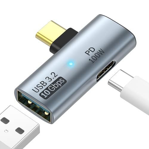 TiMOVO 2-in-1 USB C auf USB 3.2 Adapter Mit 100W Ladeanschluss, 10Gbps Stecker auf A Buchse OTG Splitter Konverter für Rog Ally, Steam Deck, iPad Pro/Air, MacBook, iPhone 15 Serie, Grau von TiMOVO