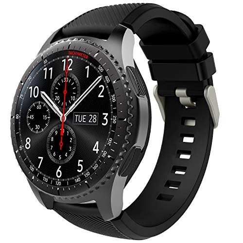 TiMOVO 22mm Armband Kompatibel mit Galaxy Watch 46mm Samsung Gear S3 Frontier/Galaxy Watch 3 45mm Uhrenarmband mit Schließe für Huawei Watch GT2 Pro/GT 2e/GT3 46mm, Schwarz von TiMOVO