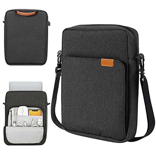 TiMOVO 9-11 Zoll Tablet Sleeve Tasche mit Schulterriemen für iPad 11 Zoll A16 2025, iPad 10. Gen. 10,9", iPad 9./8./7. Gen. 10,2", iPad Air 11/5./4. Gen.10,9", Galaxy Tab A9+/A9 Plus 11", Schwarz&Grau von TiMOVO