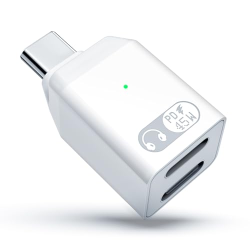 TiMOVO Adapter für Lightning auf USB C Kopfhörer mit Ladeanschluss, 2-in-1 USB C auf Lightning Adapter für Kopfhörer mit 45W PD Laden für i-Phone16/15 Serie, i-Pad, Nicht für Datenübertragung,Weiß von TiMOVO